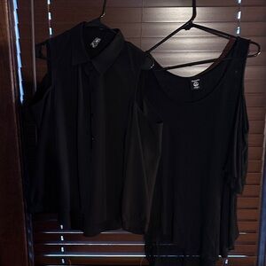 Elegant Black Cold Shoulder Tops